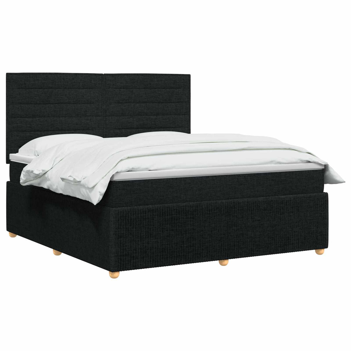 LED boksmadrasseng med madras Sort 140 x 200 cm Stof