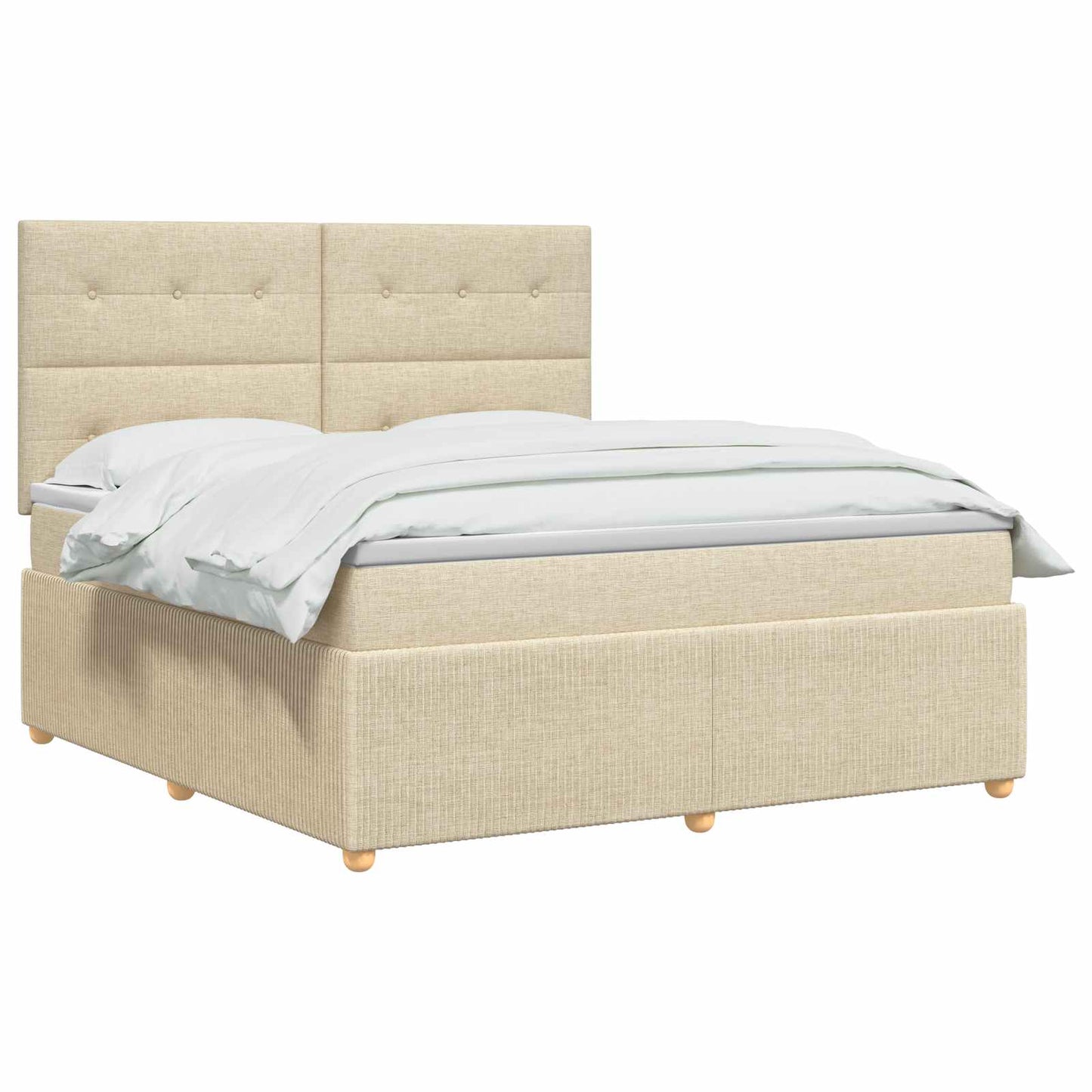 LED boksmadrasseng med madras Cremefarvet 140 x 200 cm Stof