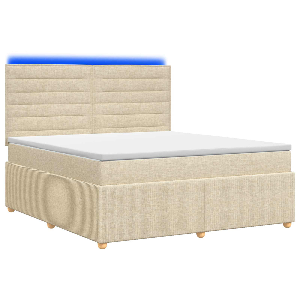 LED boksmadrasseng med madras Cremefarvet 160 x 200 cm Stof