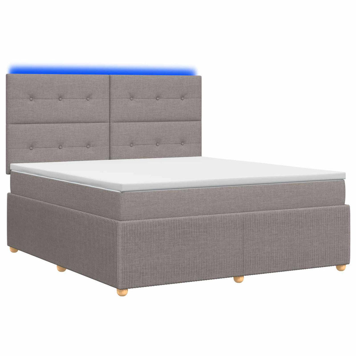 LED boksmadrasseng med madras Gråbrun 160 x 200 cm Stof