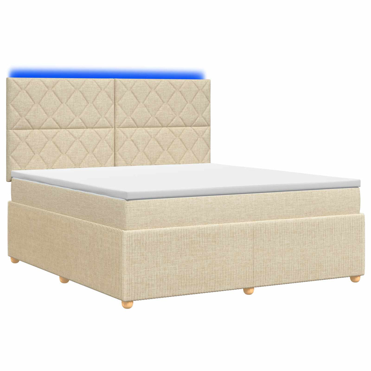LED boksmadrasseng med madras Cremefarvet 160 x 200 cm Stof