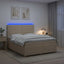 LED boksmadrasseng med madras Cremefarvet 140 x 190 cm Stof