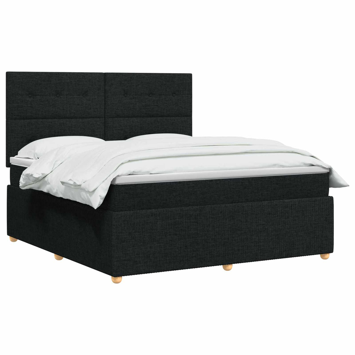 LED boksmadrasseng med madras Sort 180 x 200 cm Stof