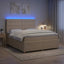 LED boksmadrasseng med madras Cremefarvet 140 x 200 cm Stof