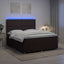 LED boksmadrasseng med madras Mørk Brun 180 x 200 cm Stof