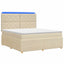 LED boksmadrasseng med madras Cremefarvet 180 x 200 cm Stof