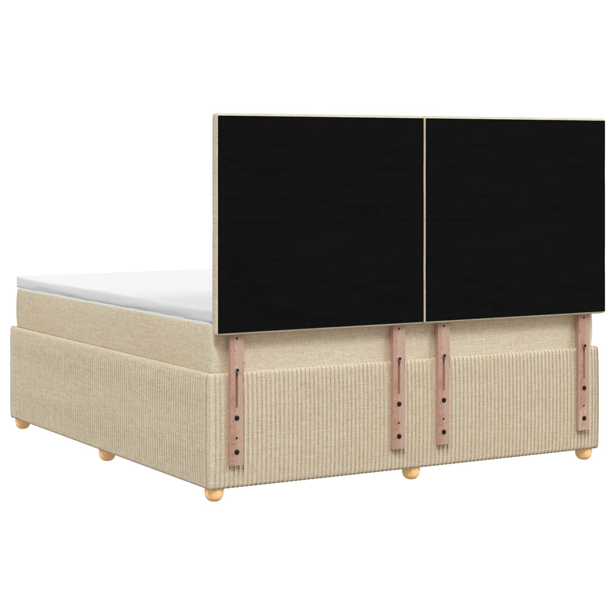 LED boksmadrasseng med madras Cremefarvet 180 x 200 cm Stof