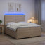 LED boksmadrasseng med madras Cremefarvet 200 x 200 cm Stof