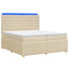 LED boksmadrasseng med madras Cremefarvet 200 x 200 cm Stof
