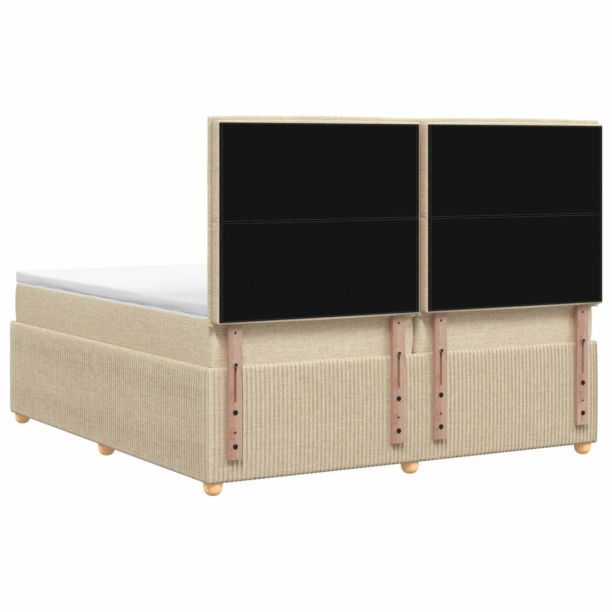 LED boksmadrasseng med madras Cremefarvet 200 x 200 cm Stof
