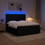 LED boksmadrasseng med madras Sort 200 x 200 cm Stof