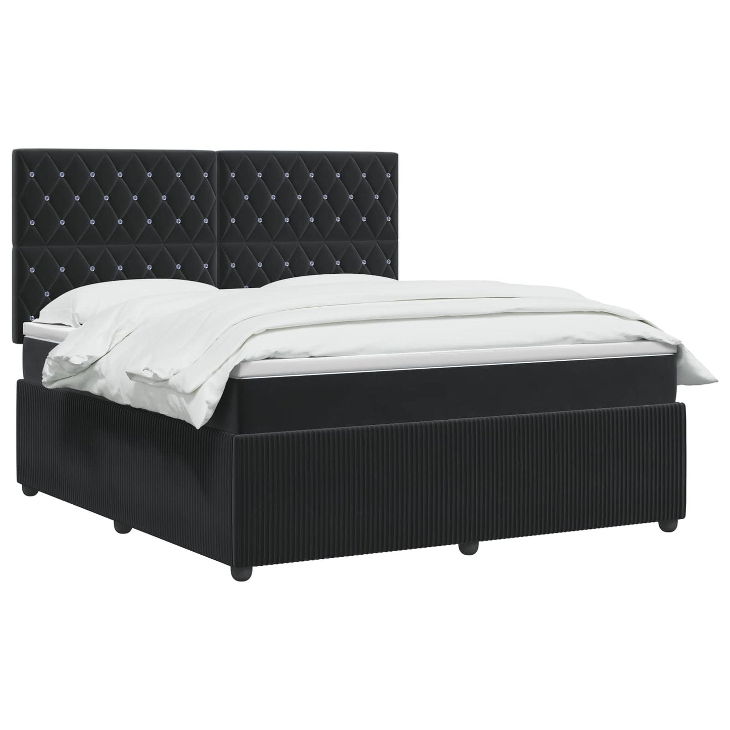 LED boksmadrasseng med madras Sort 140 x 190 cm Fløjl