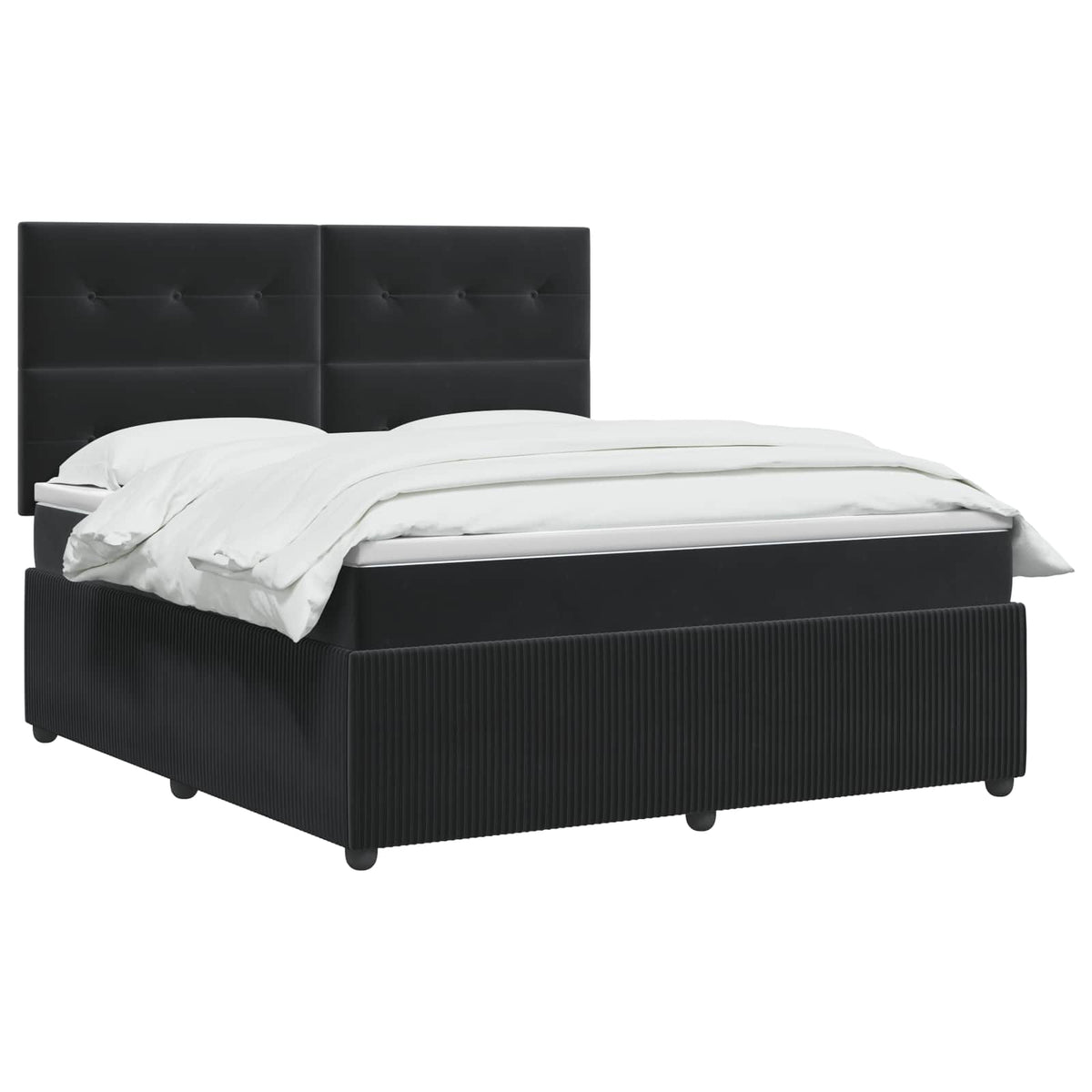 LED boksmadrasseng med madras Sort 140 x 190 cm Fløjl