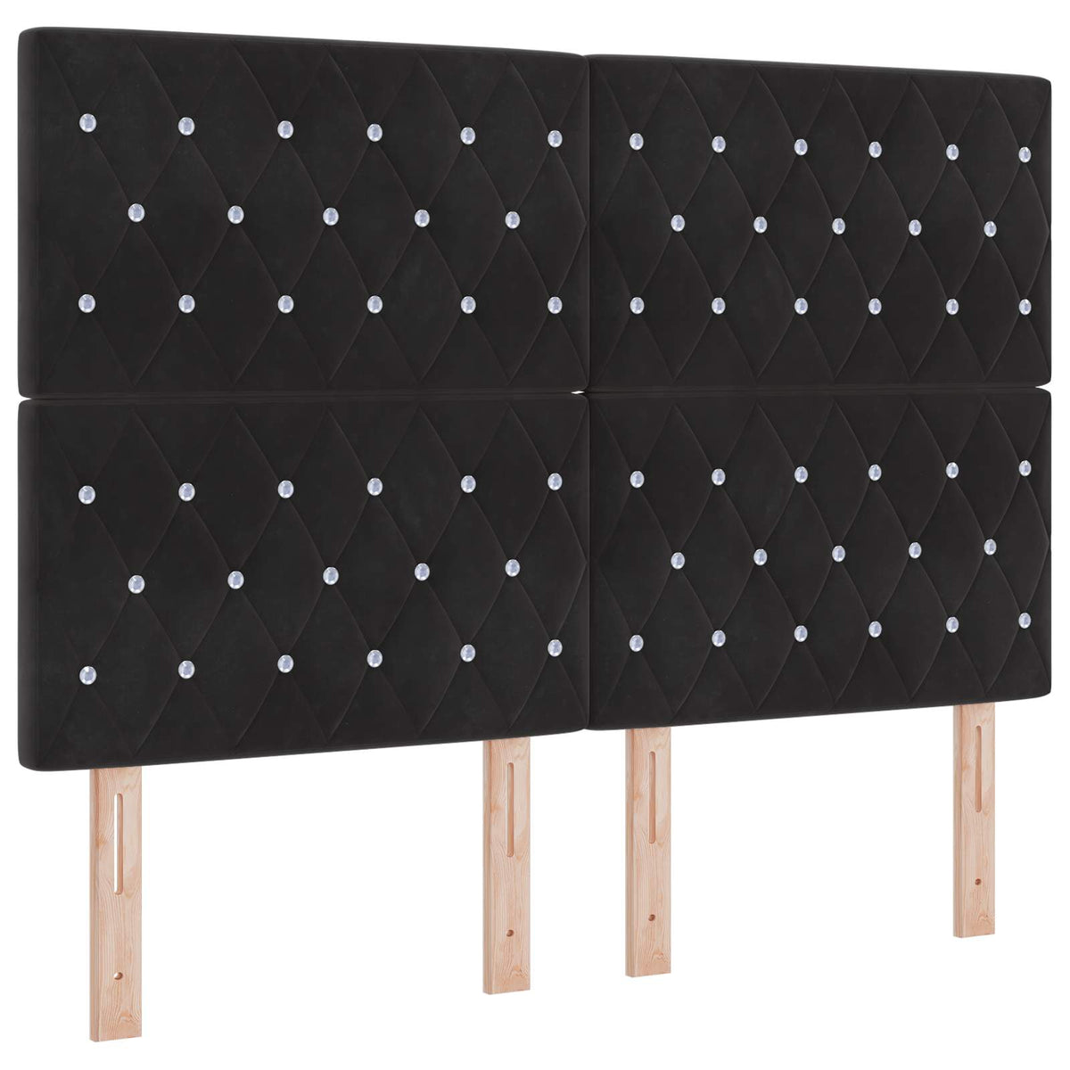LED boksmadrasseng med madras Sort 160 x 200 cm Fløjl