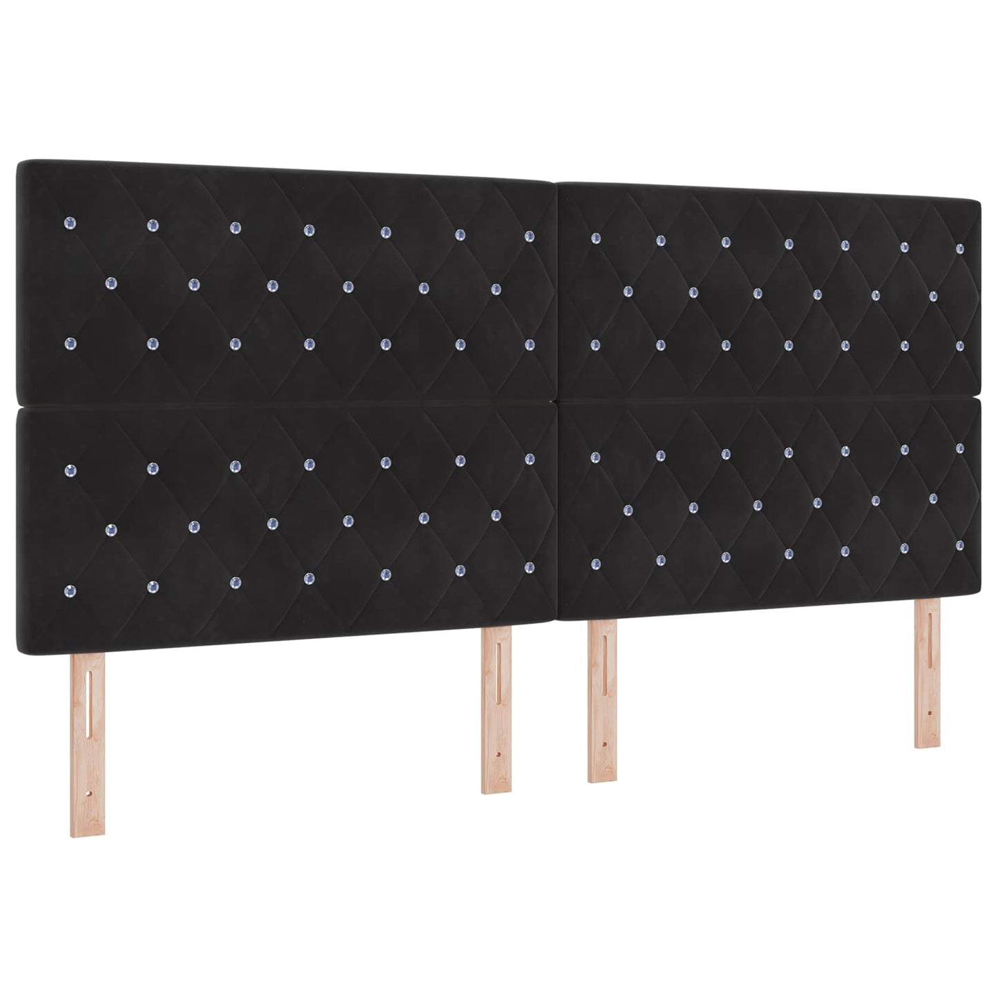 LED boksmadrasseng med madras Sort 200 x 200 cm Fløjl