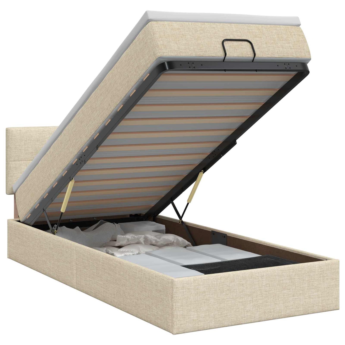 Ottoman seng med madras Cremefarvet 90 x 190 cm Stof