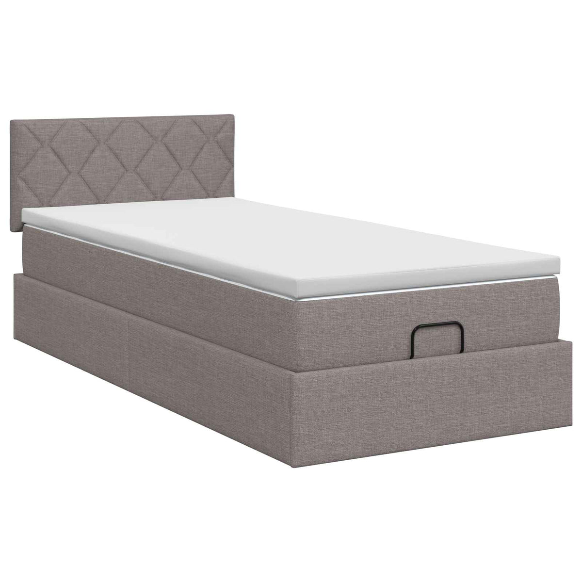 Ottoman seng med madras Gråbrun 100 x 200 cm Stof