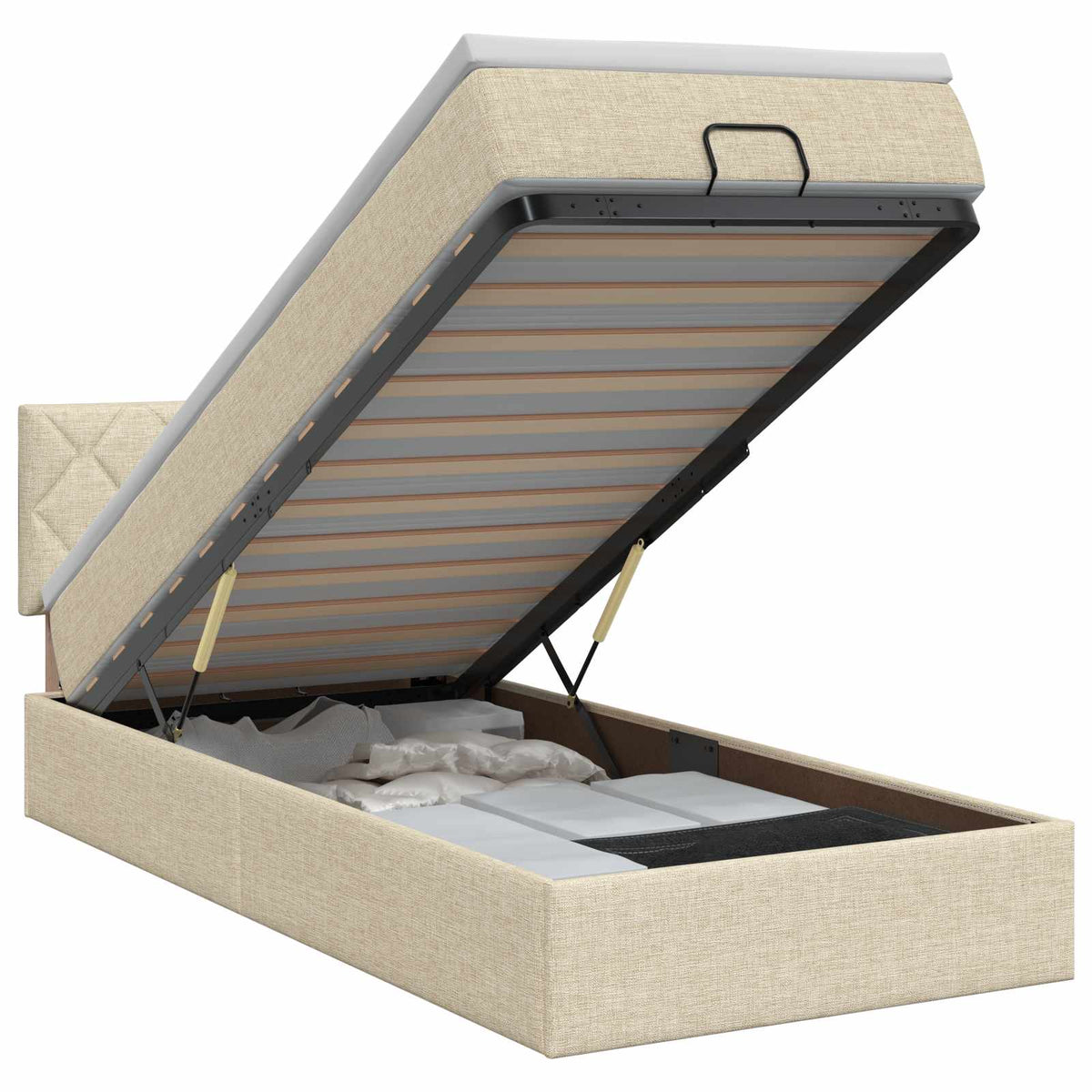 Ottoman seng med madras Cremefarvet 100 x 200 cm Stof