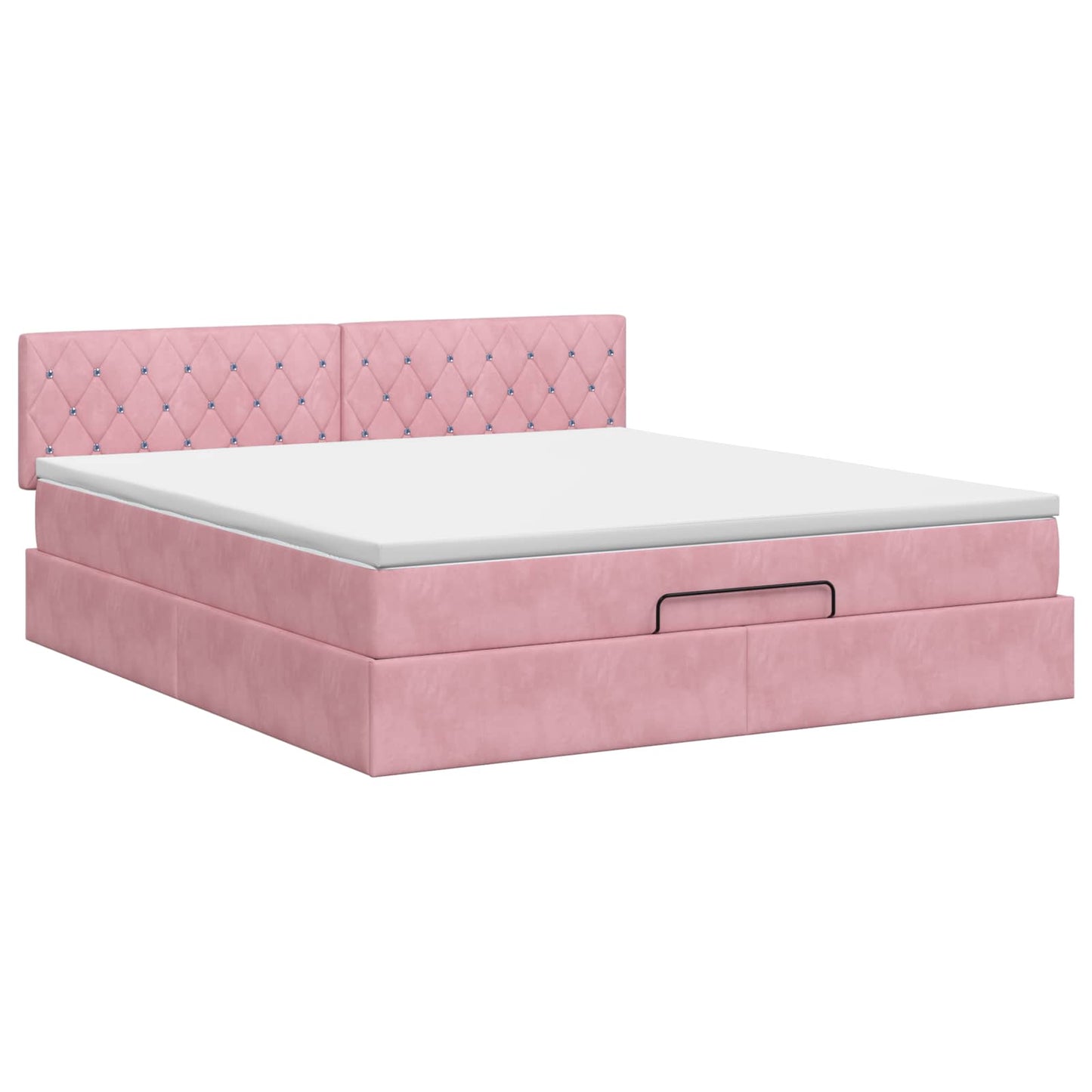 Ottoman seng med madras Lyserød 140 x 190 cm Fløjl