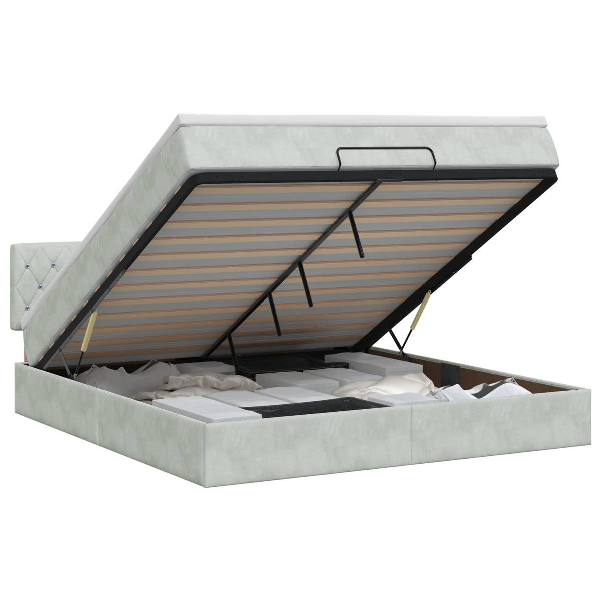 Ottoman seng med madras Lysegrå 180 x 200 cm Fløjl