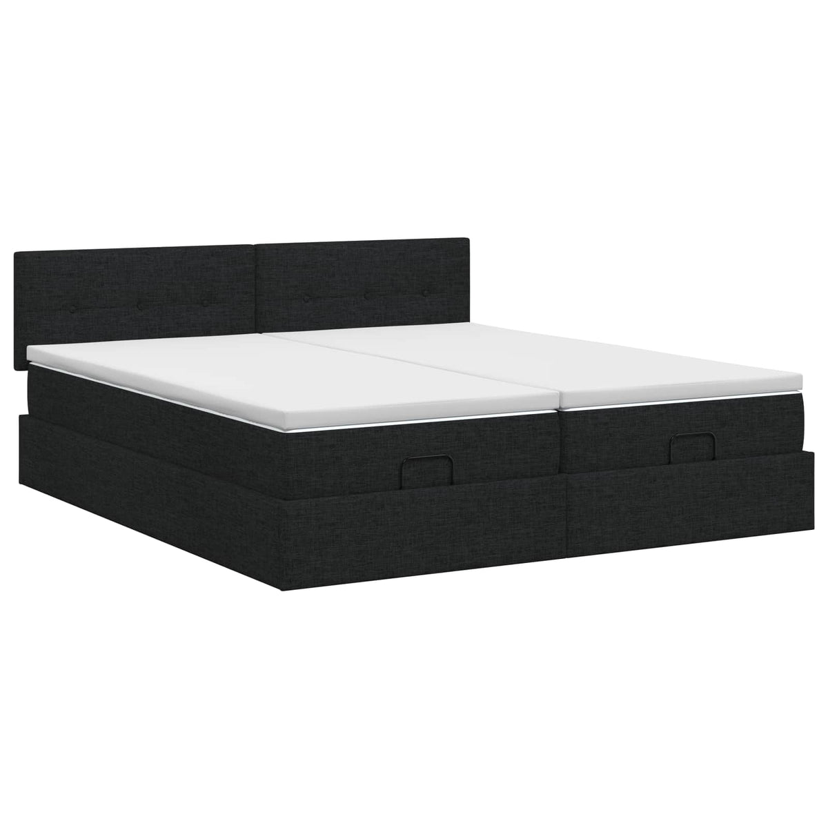 Ottoman seng med madras 2 stk. Sort 200 x 200 cm Stof