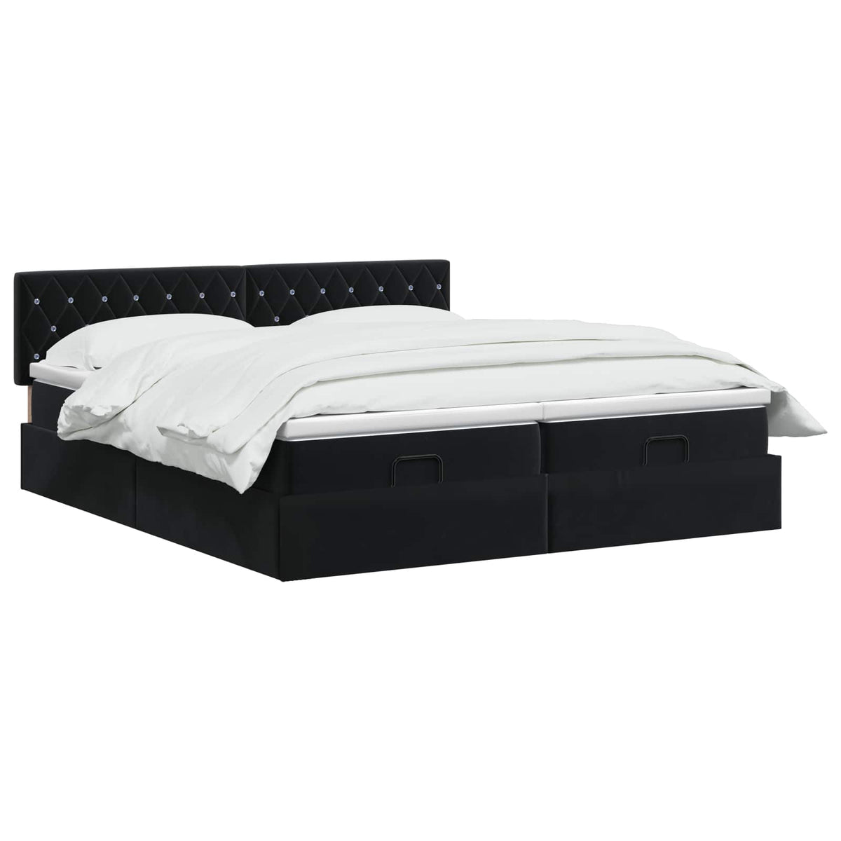 Ottoman seng med madras med hovedgærde 2 pcs Sort Fløjl