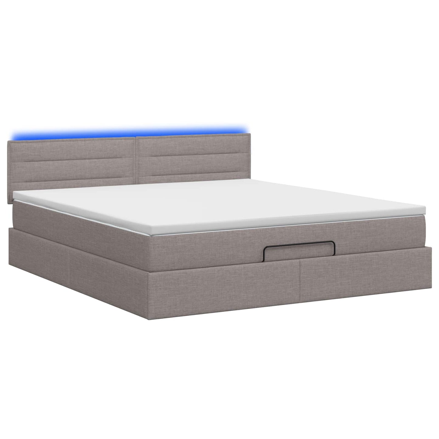 Ottoman seng med madras og LED Gråbrun 140 x 190 cm Stof