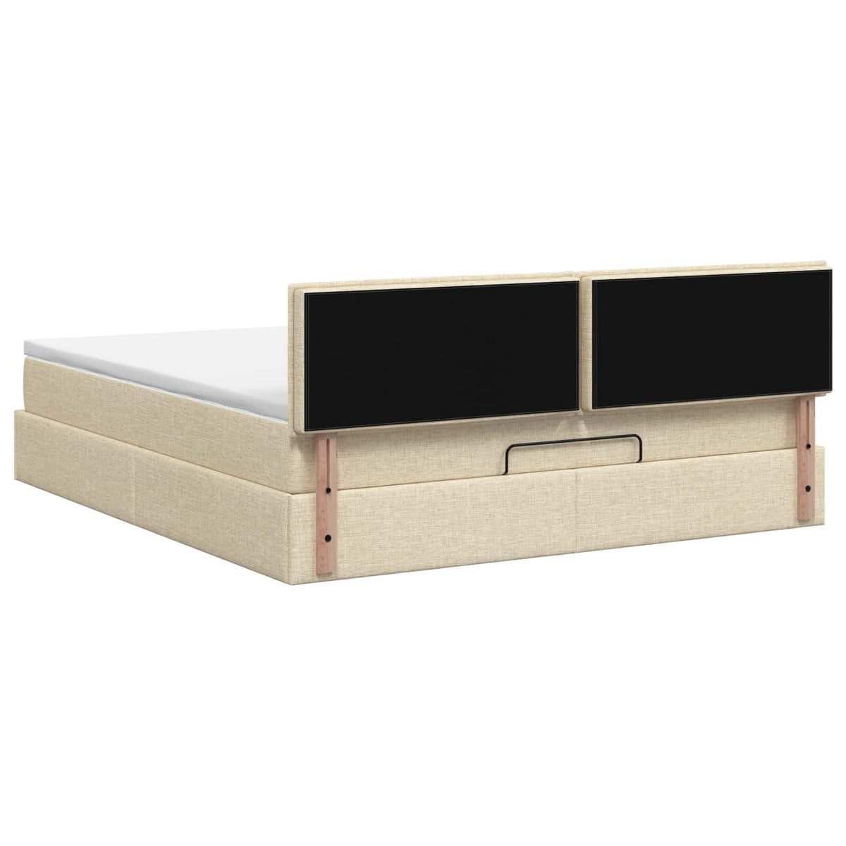 Ottoman seng med madras og LED Cremefarvet 140 x 200 cm Stof