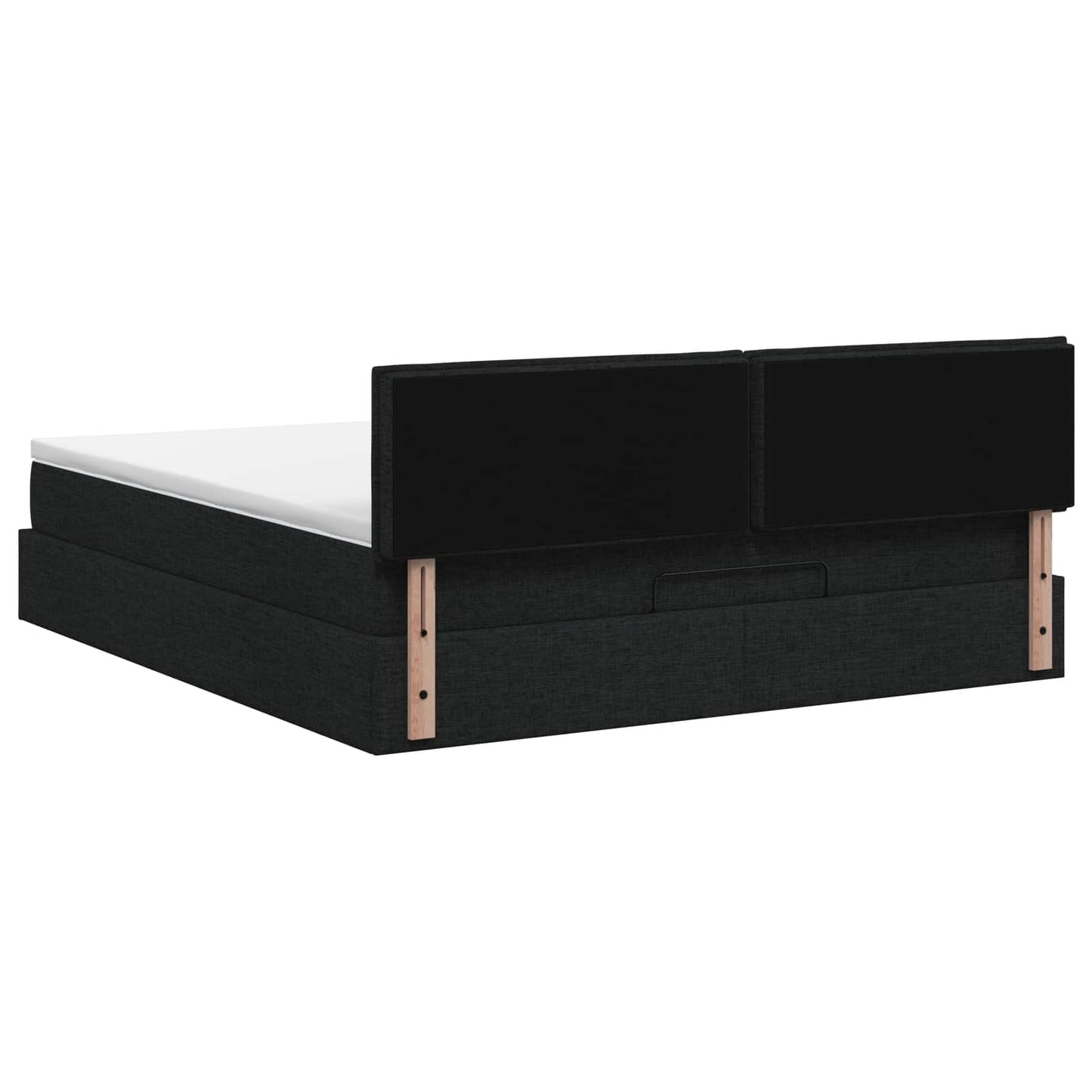 Ottoman seng med madras og LED Sort 160 x 200 cm Stof