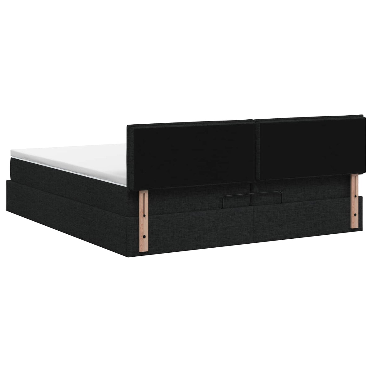 Ottoman seng med madras og LED Sort 200 x 200 cm Stof