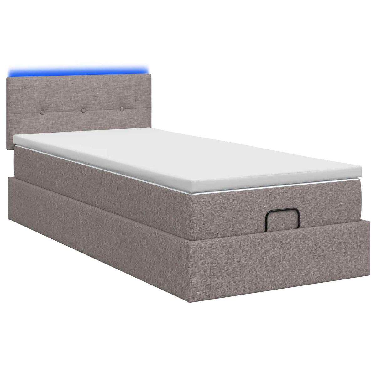 Ottoman seng med madras og LED Gråbrun 90 x 190 cm Stof