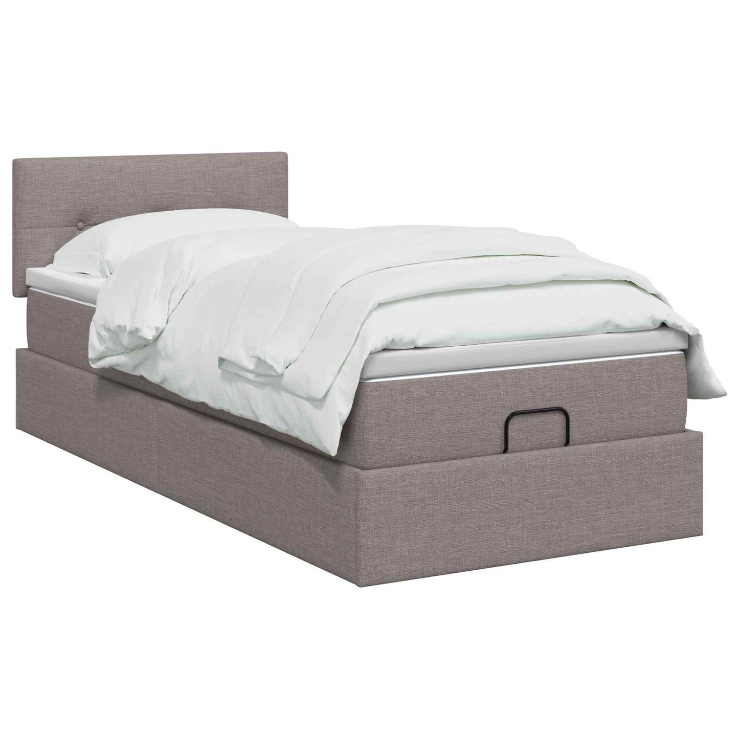 Ottoman seng med madras og LED Gråbrun 90 x 190 cm Stof