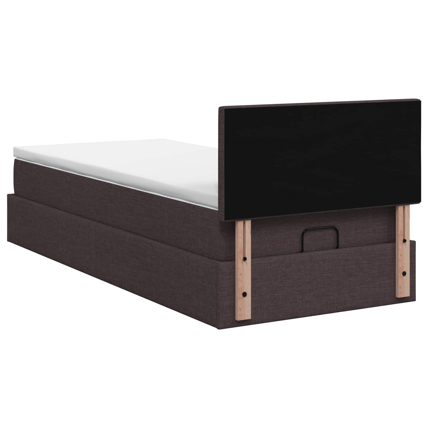 Ottoman seng med madras og LED Mørk Brun 90 x 200 cm Stof