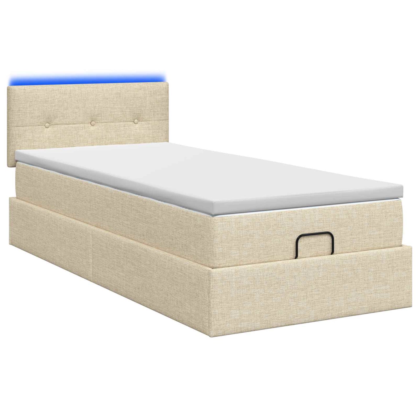 Ottoman seng med madras og LED Cremefarvet 90 x 200 cm Stof