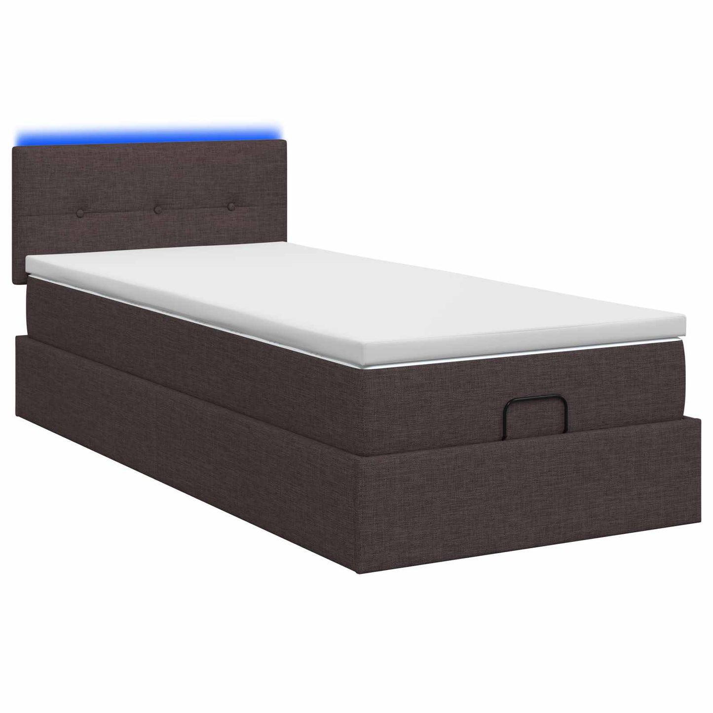 Ottoman seng med madras og LED Mørk Brun 100 x 200 cm Stof
