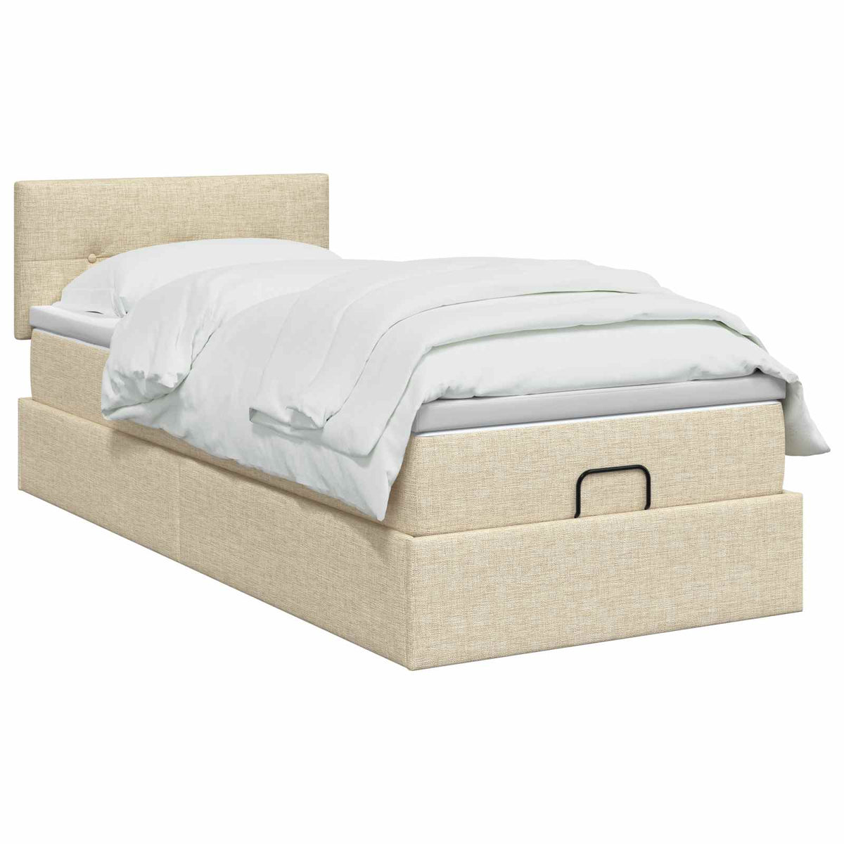 Ottoman seng med madras og LED Cremefarvet 100 x 200 cm Stof