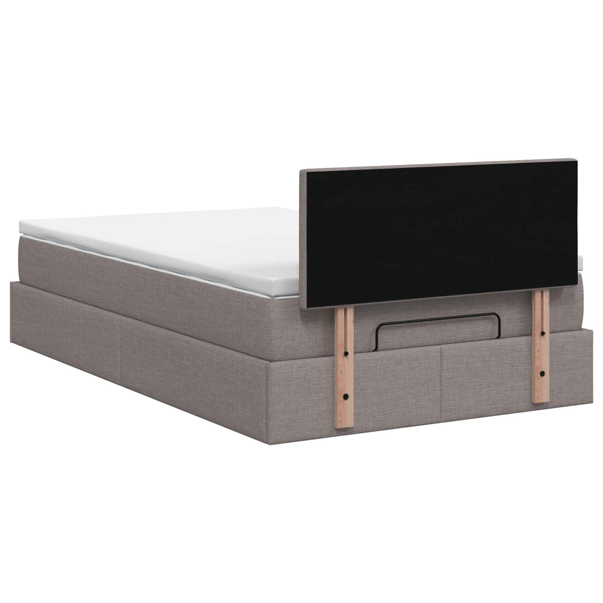Ottoman seng med madras og LED Gråbrun 120 x 190 cm Stof