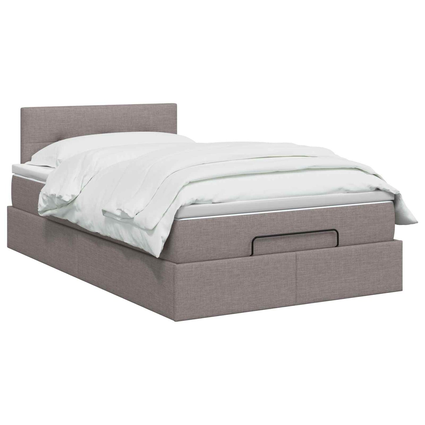 Ottoman seng med madras og LED Gråbrun 120 x 200 cm Stof