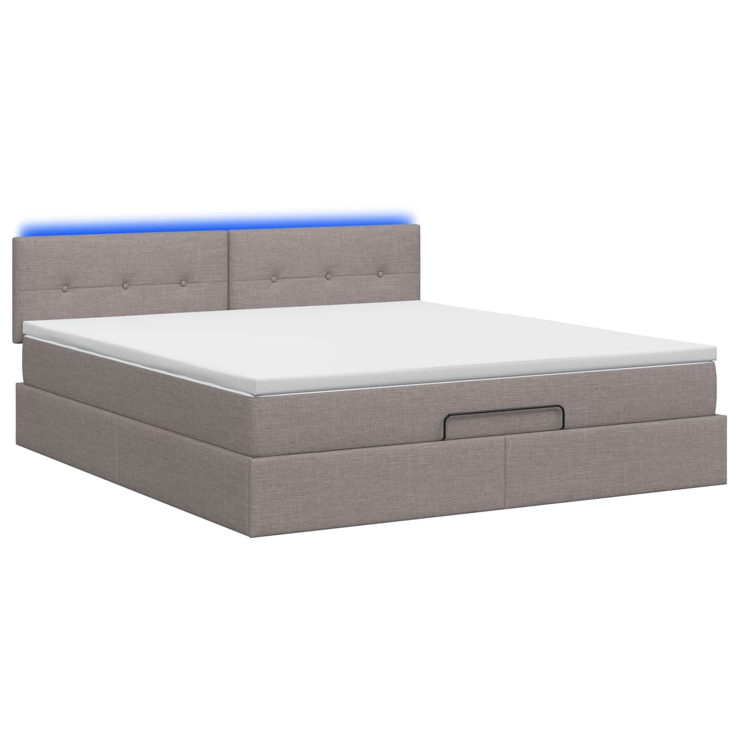 Ottoman seng med madras og LED Gråbrun 140 x 190 cm Stof