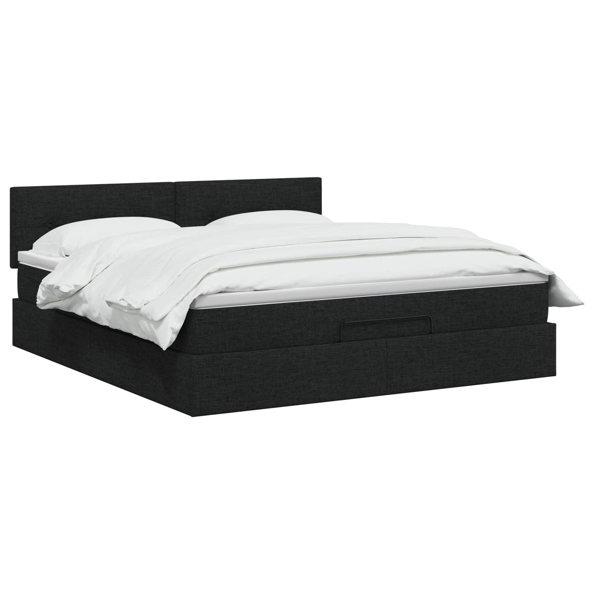 Ottoman seng med madras og LED Sort 180 x 200 cm Stof