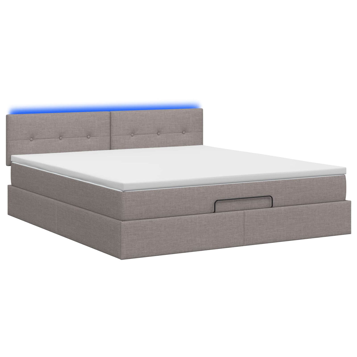 Ottoman seng med madras og LED Gråbrun 180 x 200 cm Stof