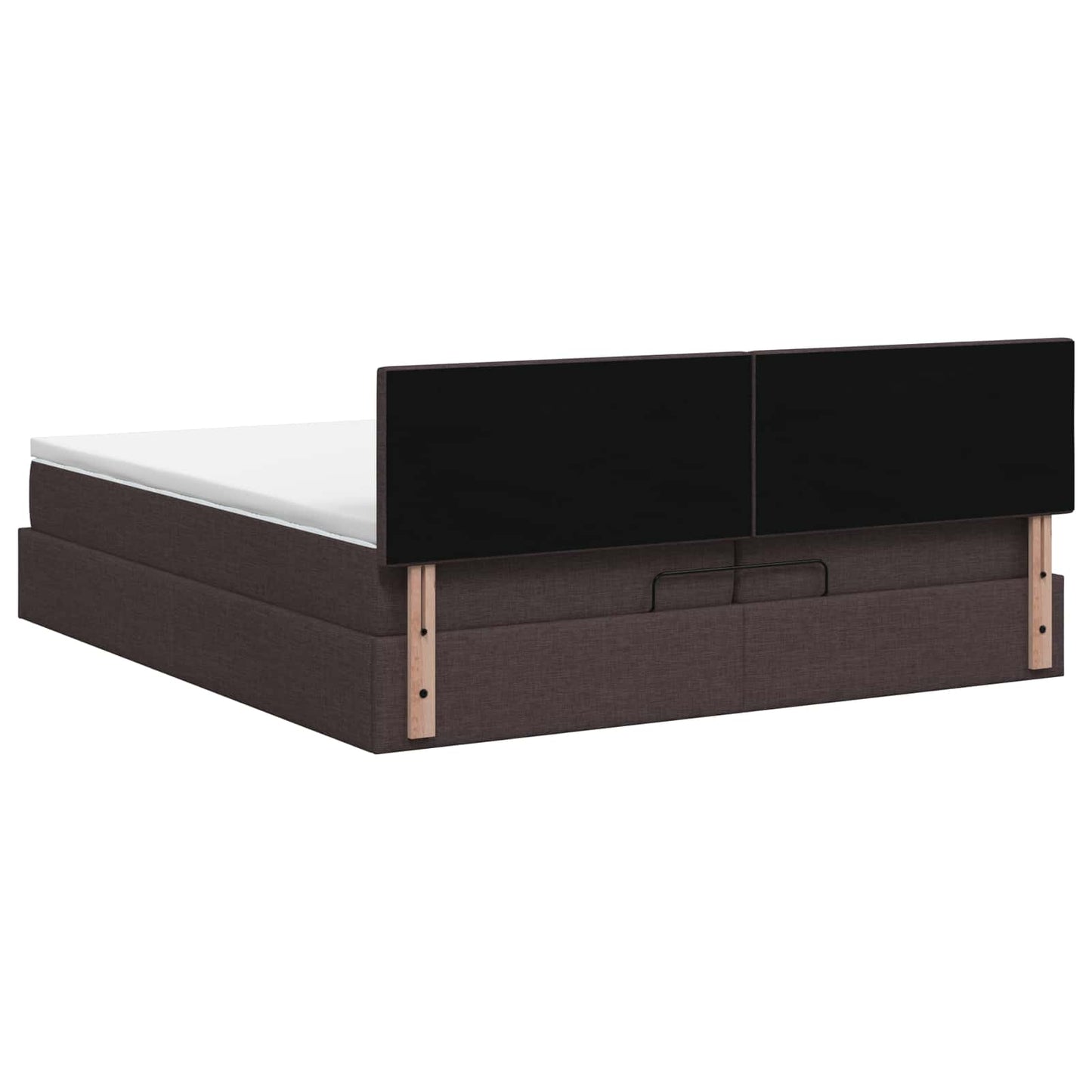 Ottoman seng med madras og LED Mørk Brun 200 x 200 cm Stof
