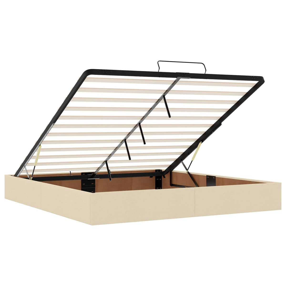 Ottoman seng med madras og LED Cremefarvet 200 x 200 cm Stof