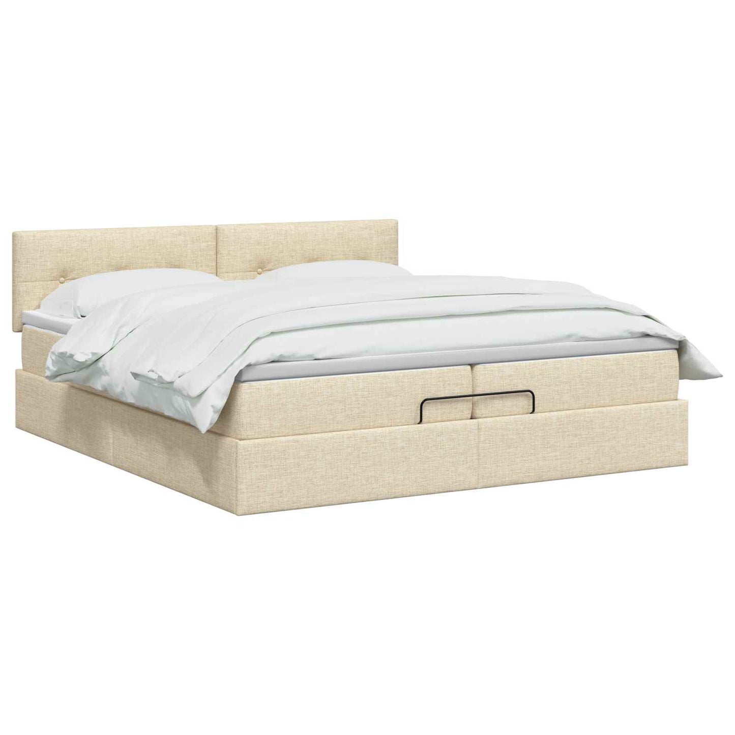 Ottoman seng med madras og LED Cremefarvet 200 x 200 cm Stof