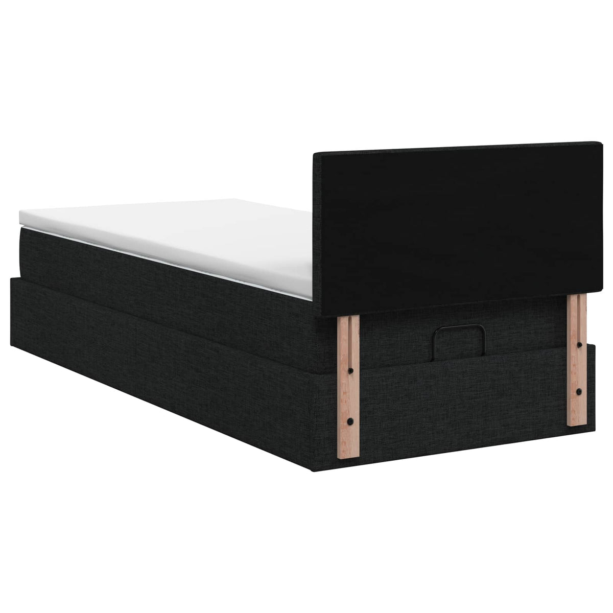 Ottoman seng med madras og LED Sort 80 x 200 cm Stof