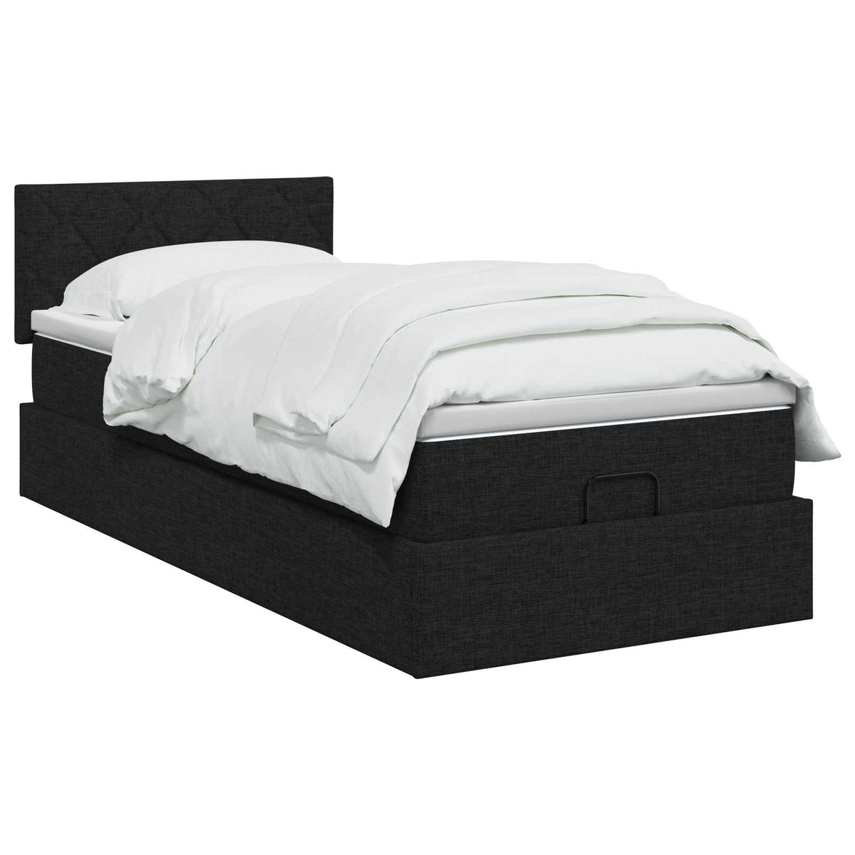 Ottoman seng med madras og LED Sort 90 x 190 cm Stof