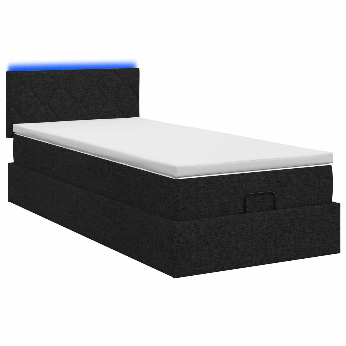 Ottoman seng med madras og LED Sort 100 x 200 cm Stof