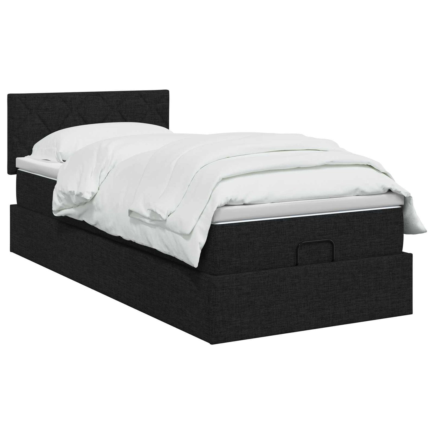 Ottoman seng med madras og LED Sort 100 x 200 cm Stof