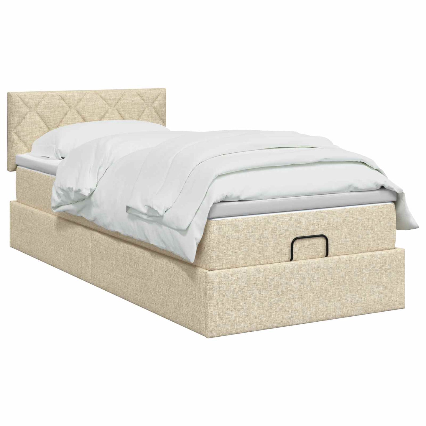 Ottoman seng med madras og LED Cremefarvet 100 x 200 cm Stof