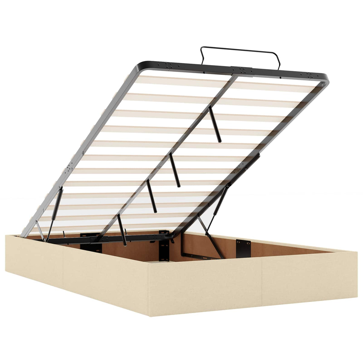 Ottoman seng med madras og LED Cremefarvet 120 x 190 cm Stof